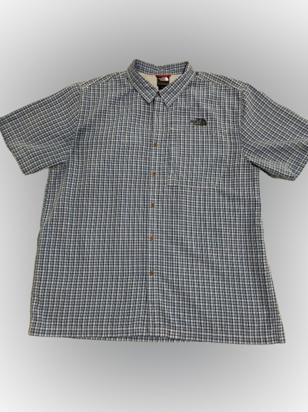 The North Face Men's Blue Plaid Button-Down Performance Shirt Sz XL Lightweight